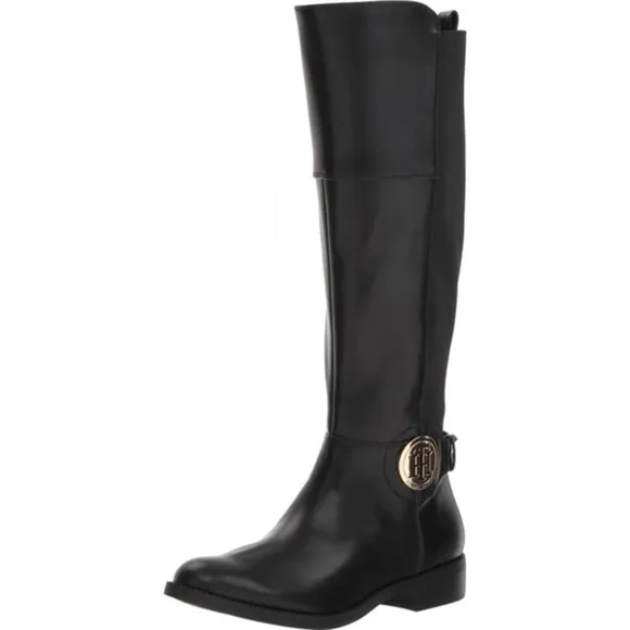 Tommy Hilfiger Black IDREENA Shoes Tall Shaft Boots Zipper