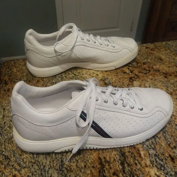 Tommy Hilfiger Women's White Leather Casual Sneaker Shoes Size 10.5M TM04599