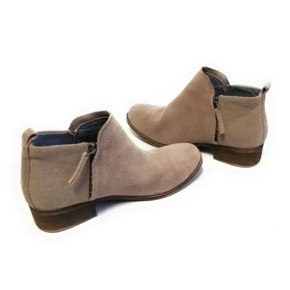 TOMS Deia Suede Wool Ankle Booties in Desert Taupe Womens Size 7.5