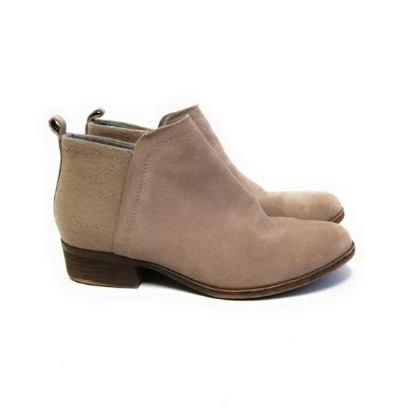 TOMS Deia Suede Wool Ankle Booties in Desert Taupe Womens Size 7.5