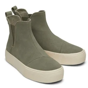 Toms Fenix Platform Chealsea Sneaker Boots in Vetiver Grey Suede Women's Size 9