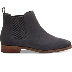 Toms Women Ella Dark Grey Suede Ankle Boots shoes sz 9.5