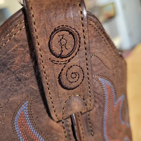 Tony Lama Rubber Sole Cowboy/cowgirl boots Western Brown Stitched leather size 8