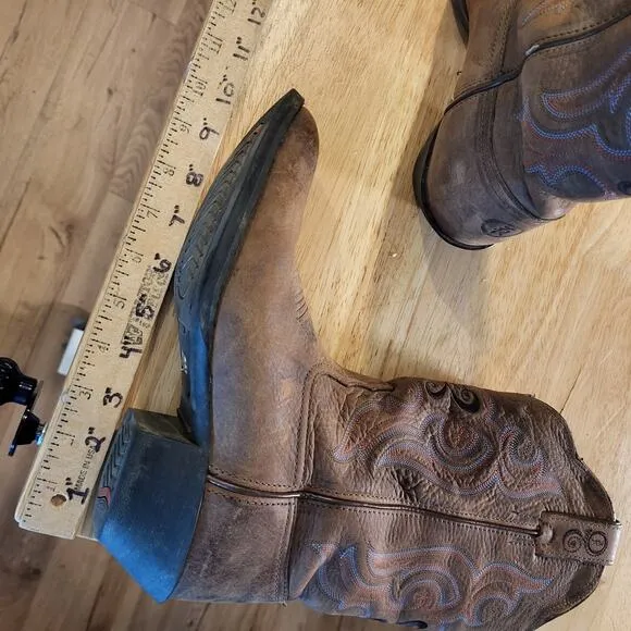 Tony Lama Rubber Sole Cowboy/cowgirl boots Western Brown Stitched leather size 8