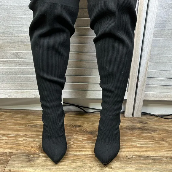 TORRID Knit Stiletto Over the Knee Boot Black-6WW