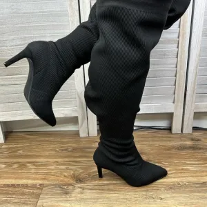TORRID Knit Stiletto Over the Knee Boot Black-6WW