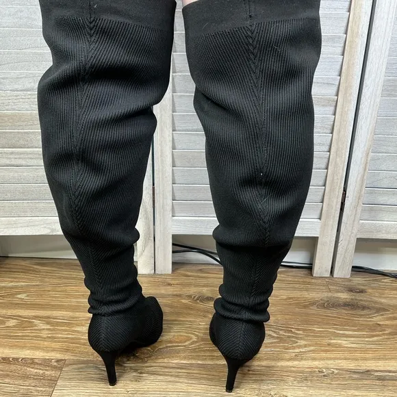 TORRID Knit Stiletto Over the Knee Boot Black-6WW