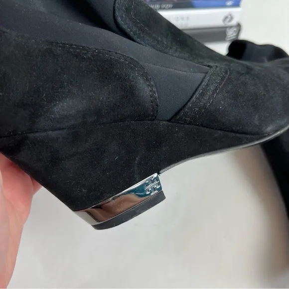 Tory Burch Brenda 6.5 M Boots Black Suede Wedge Booties Shoes Heels Women’s