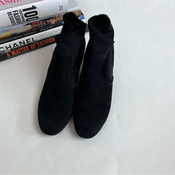 Tory Burch Brenda 6.5 M Boots Black Suede Wedge Booties Shoes Heels Women’s