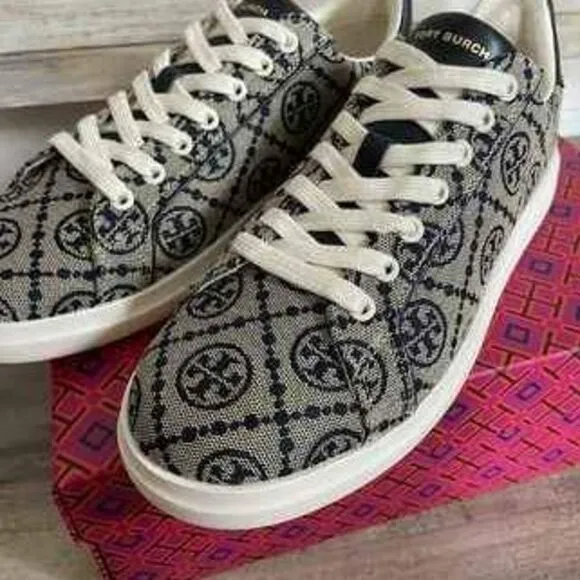 Tory Burch Designer Monogram Casual Style Logo Sneakers Tennis Shoes Size 9