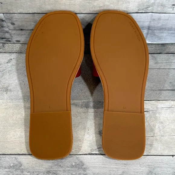TORY BURCH Double T Sport Slide Cork Sandals in Red - Size - 6.5