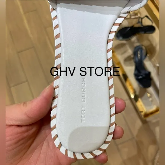 Tory Burch Everly Calf Leather Signature Logo Slide