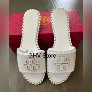 Tory Burch Everly Calf Leather Signature Logo Slide