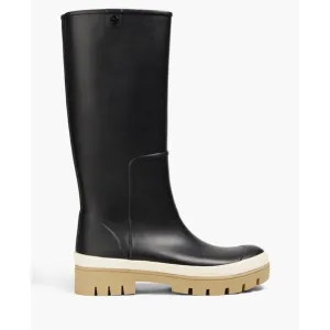 Tory Burch Hurricane Black Platform Rubber Rain boots