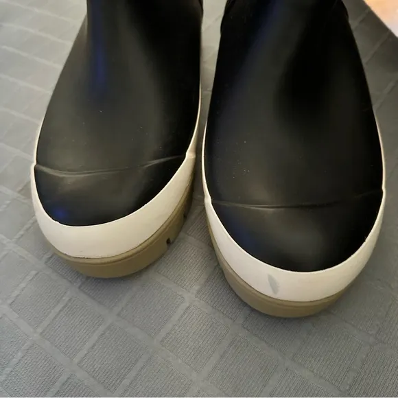 Tory Burch Hurricane Black Platform Rubber Rain boots