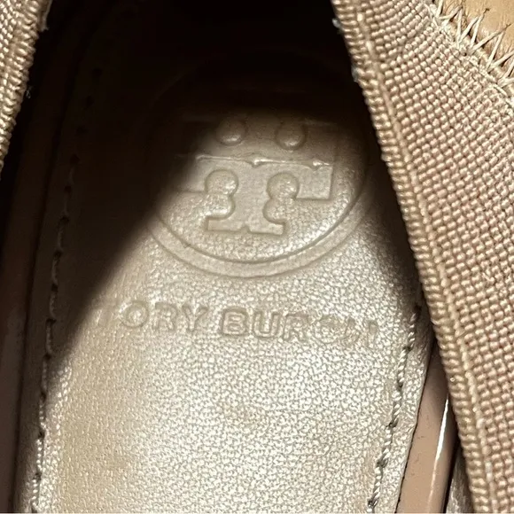 Tory Burch Jolie Tan Leather Slip Ons Wedge Shoes Women’s Size 7.5