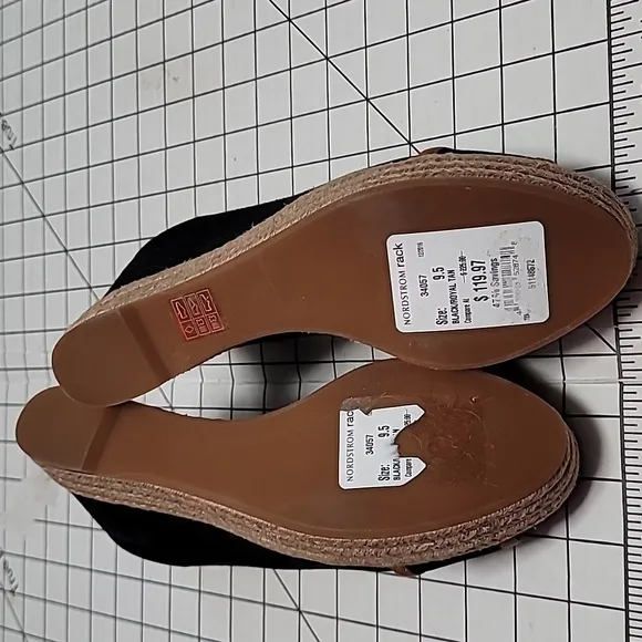 Tory Burch Majorca Canvas Wedge NEW Black Size 9.5