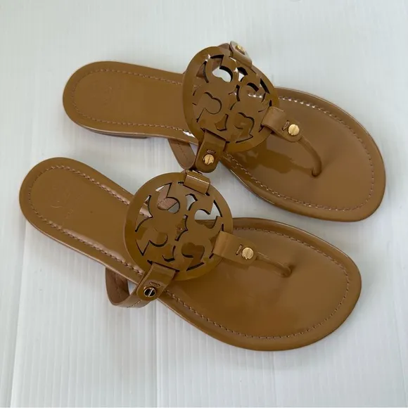 Tory Burch Miller Sandals Sand Patent Leather, 10.5