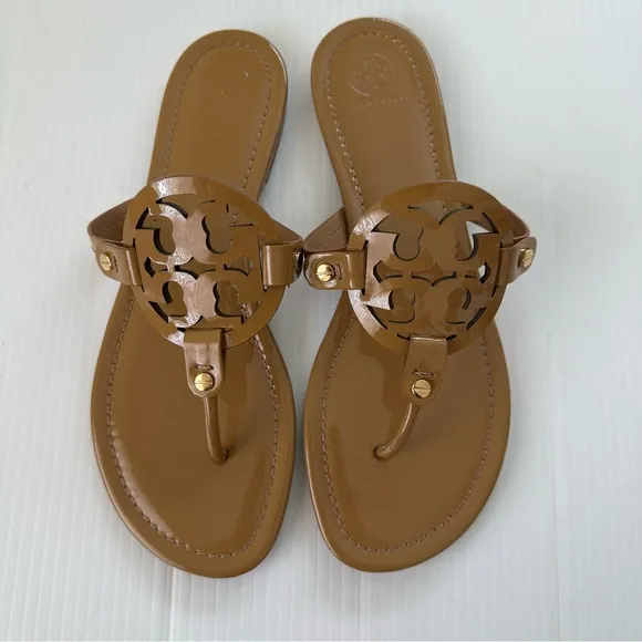 Tory Burch Miller Sandals Sand Patent Leather, 10.5