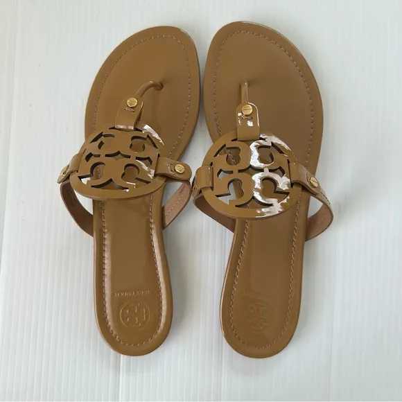 Tory Burch Miller Sandals Sand Patent Leather, 10.5