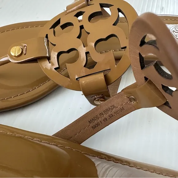 Tory Burch Miller Sandals Sand Patent Leather, 10.5