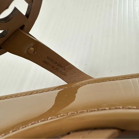 Tory Burch Miller Sandals Sand Patent Leather, 10.5