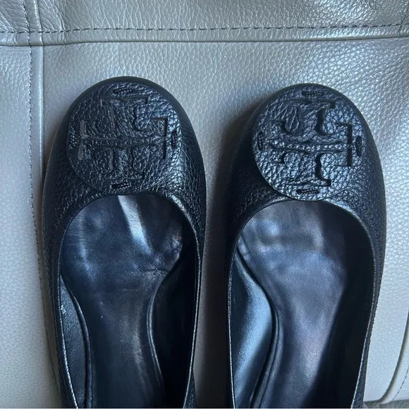 Tory Burch Minnie Travel Leather Ballet Flat Shoes Sz 6 M Classic Chic Comfort