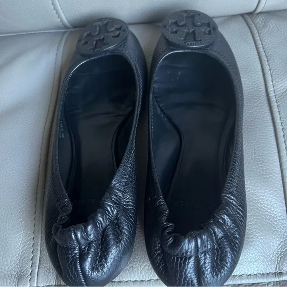 Tory Burch Minnie Travel Leather Ballet Flat Shoes Sz 6 M Classic Chic Comfort