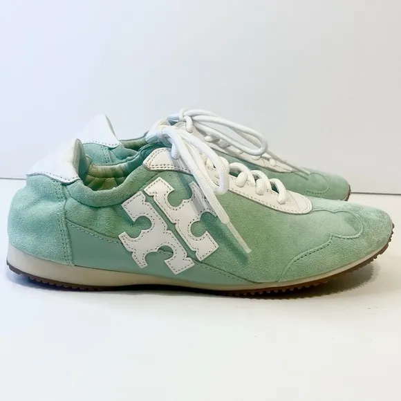 Tory Burch Mint Chip Suede Leather Sneakers Size 5