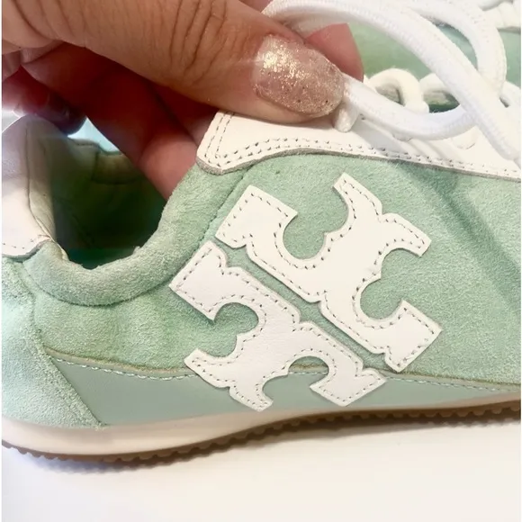 Tory Burch Mint Chip Suede Leather Sneakers Size 5