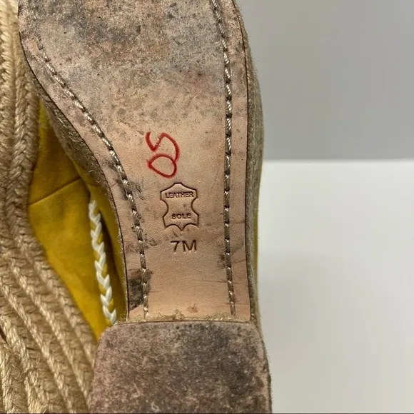 Tory Burch Positano Suede Lace-Up Sandals Heels Yellow