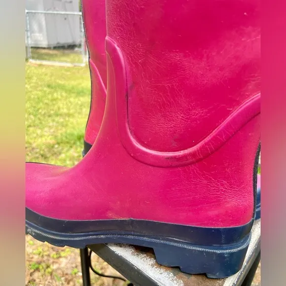 Tory Burch Rain Boots Women’s 6 Logo Pink Limited Edition Rubber Designer