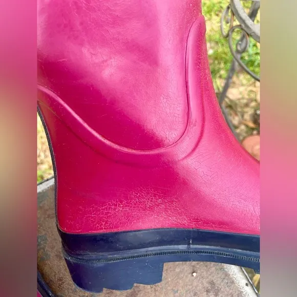 Tory Burch Rain Boots Women’s 6 Logo Pink Limited Edition Rubber Designer