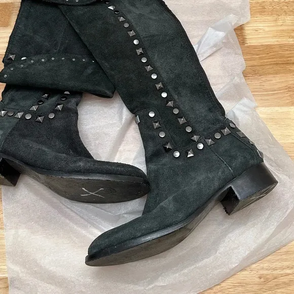 Tory Burch Rhett suede studded thigh high boot 7.5