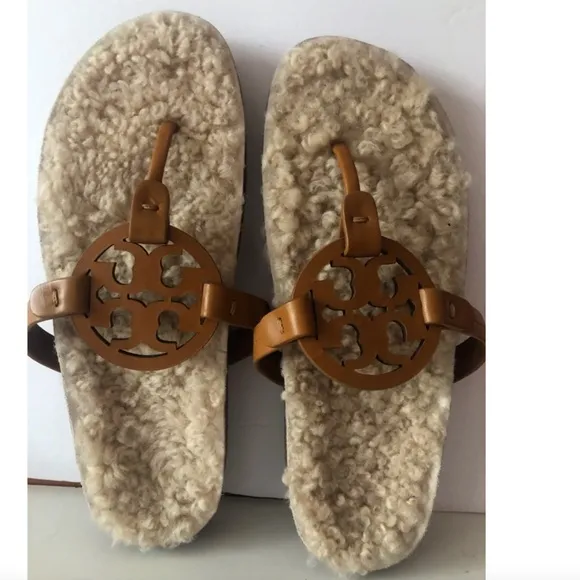 Tory Burch Women's Miller Cloud Shearling Thong Sandals