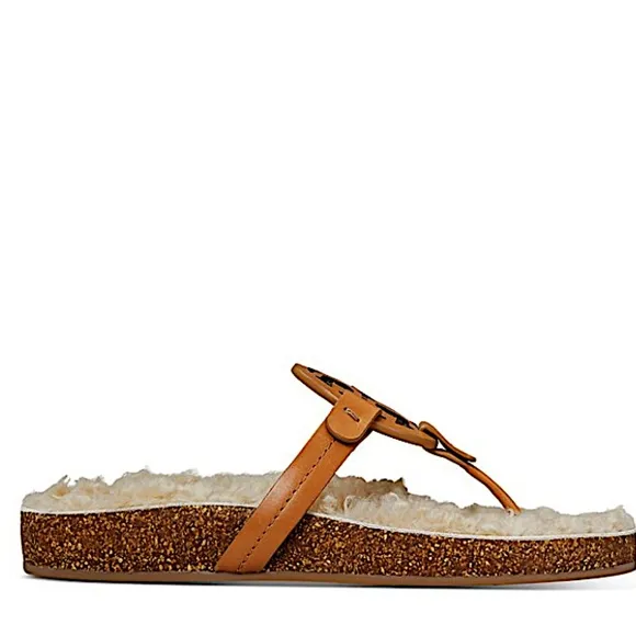 Tory Burch Women's Miller Cloud Shearling Thong Sandals