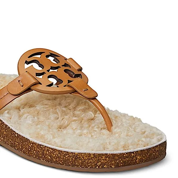 Tory Burch Women's Miller Cloud Shearling Thong Sandals