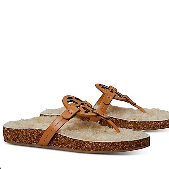 Tory Burch Women's Miller Cloud Shearling Thong Sandals