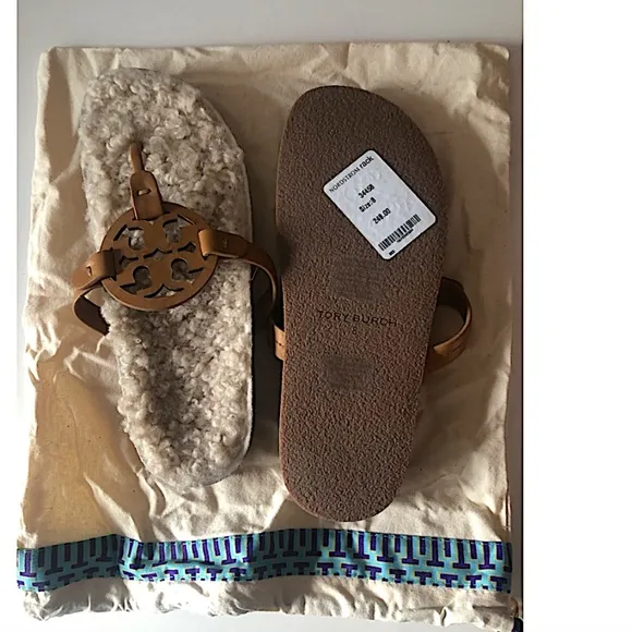 Tory Burch Women's Miller Cloud Shearling Thong Sandals