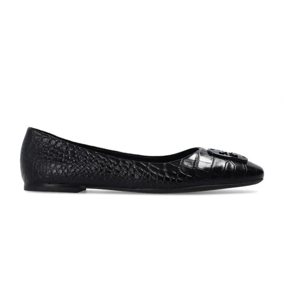 TORY BURCH women’s snakeskin effect appliqué GEORGIA’ BALLET ballerina shoes