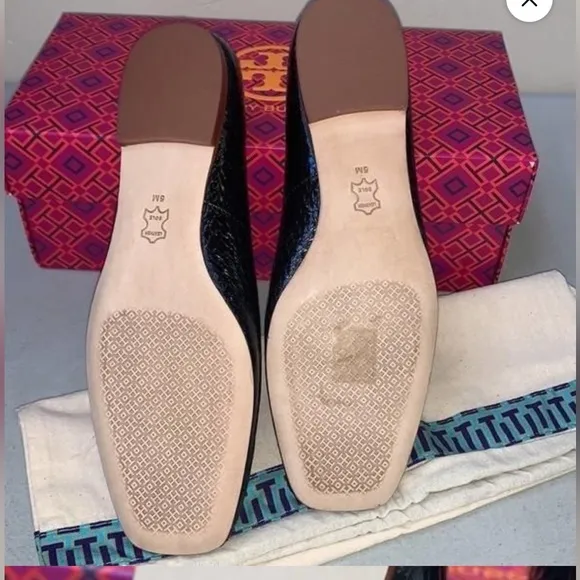 TORY BURCH women’s snakeskin effect appliqué GEORGIA’ BALLET ballerina shoes
