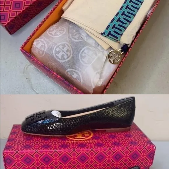 TORY BURCH women’s snakeskin effect appliqué GEORGIA’ BALLET ballerina shoes