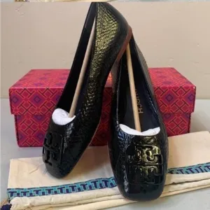 TORY BURCH women’s snakeskin effect appliqué GEORGIA’ BALLET ballerina shoes