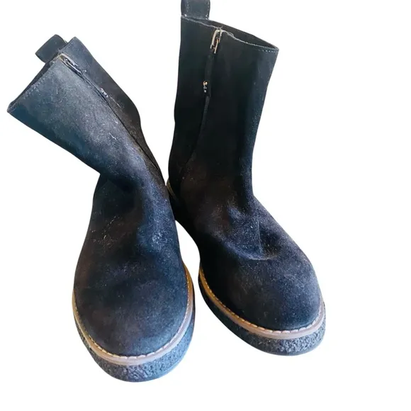 Trask Women Cassy Black Suede Zip Waterproof Ankle Boots Size 6.5