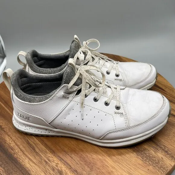 True Linkswear Outsiders Mens Size 10.5 White Leather Spike-less Golf Shoes