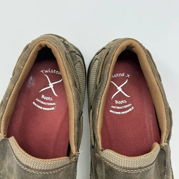 Twisted X Driving Mocs Shoes Mens 11.5 M Brown Leather Casual Slip On Western