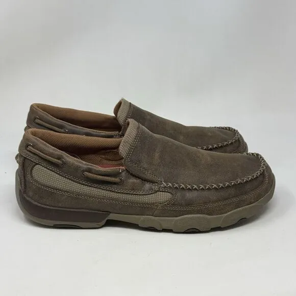 Twisted X Driving Mocs Shoes Mens 11.5 M Brown Leather Casual Slip On Western