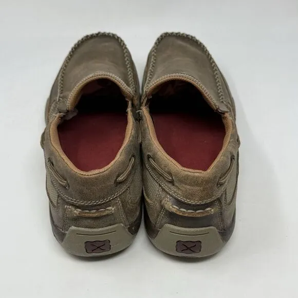 Twisted X Driving Mocs Shoes Mens 11.5 M Brown Leather Casual Slip On Western