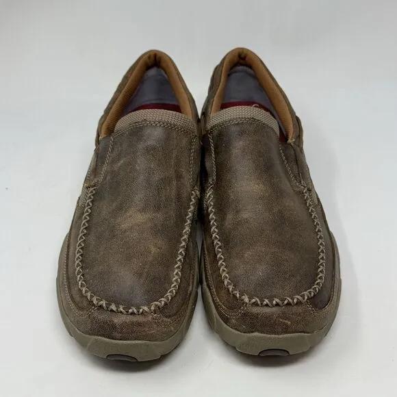 Twisted X Driving Mocs Shoes Mens 11.5 M Brown Leather Casual Slip On Western