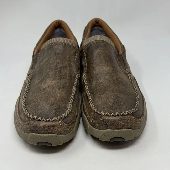 Twisted X Driving Mocs Shoes Mens 11.5 M Brown Leather Casual Slip On Western
